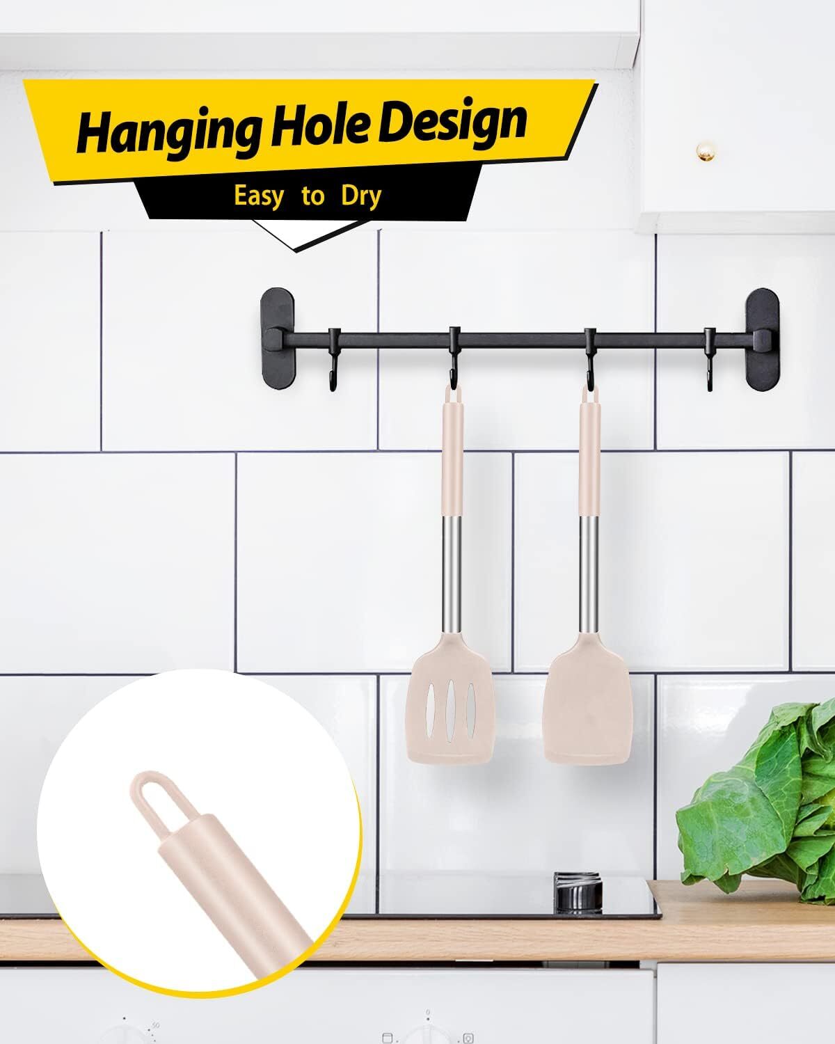 2 Solid Silicone Spatulas, Non-Stick