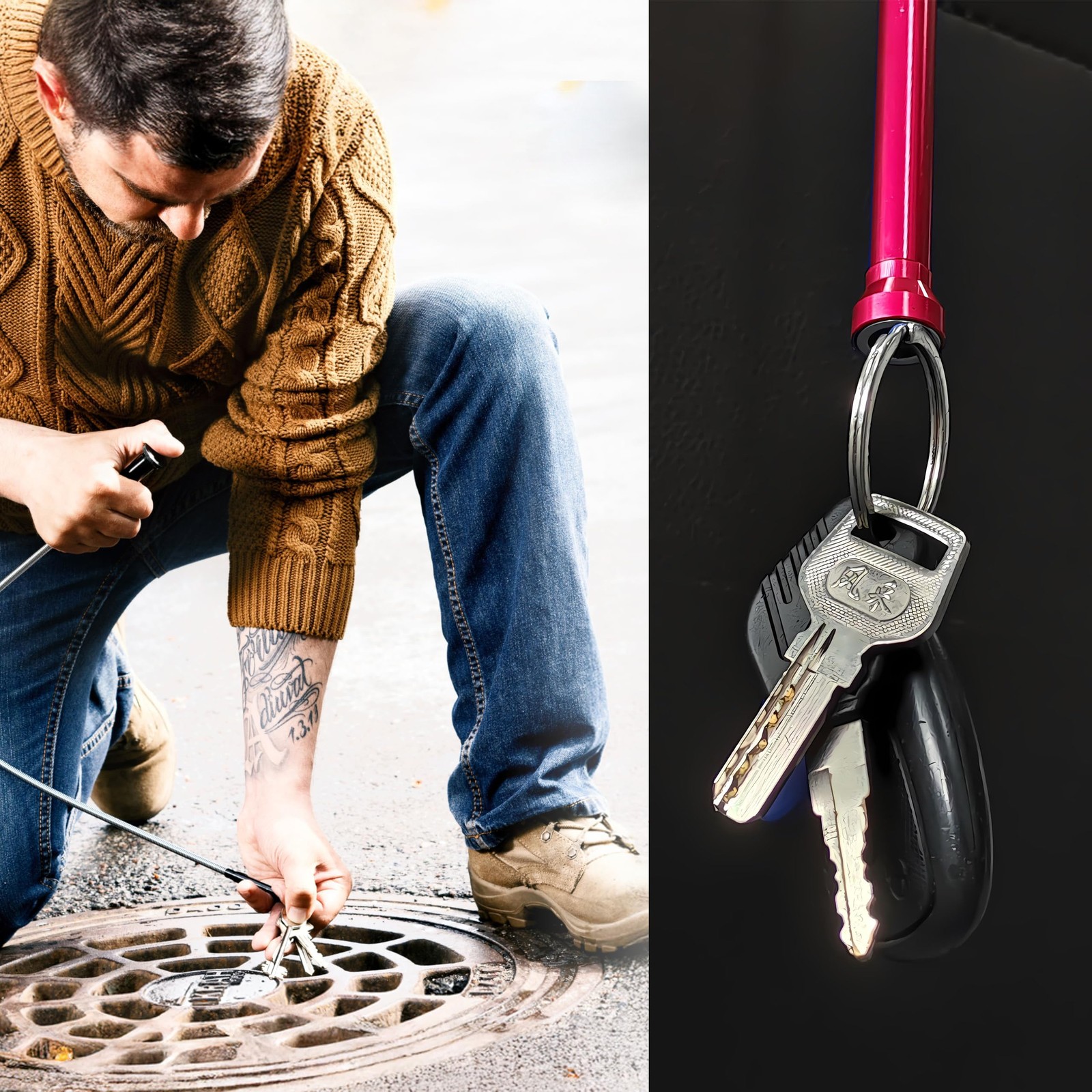 Flexible Magnetic Pickup Tool,Bendable Grabber Tool with 4 Claws & Strong Mag...