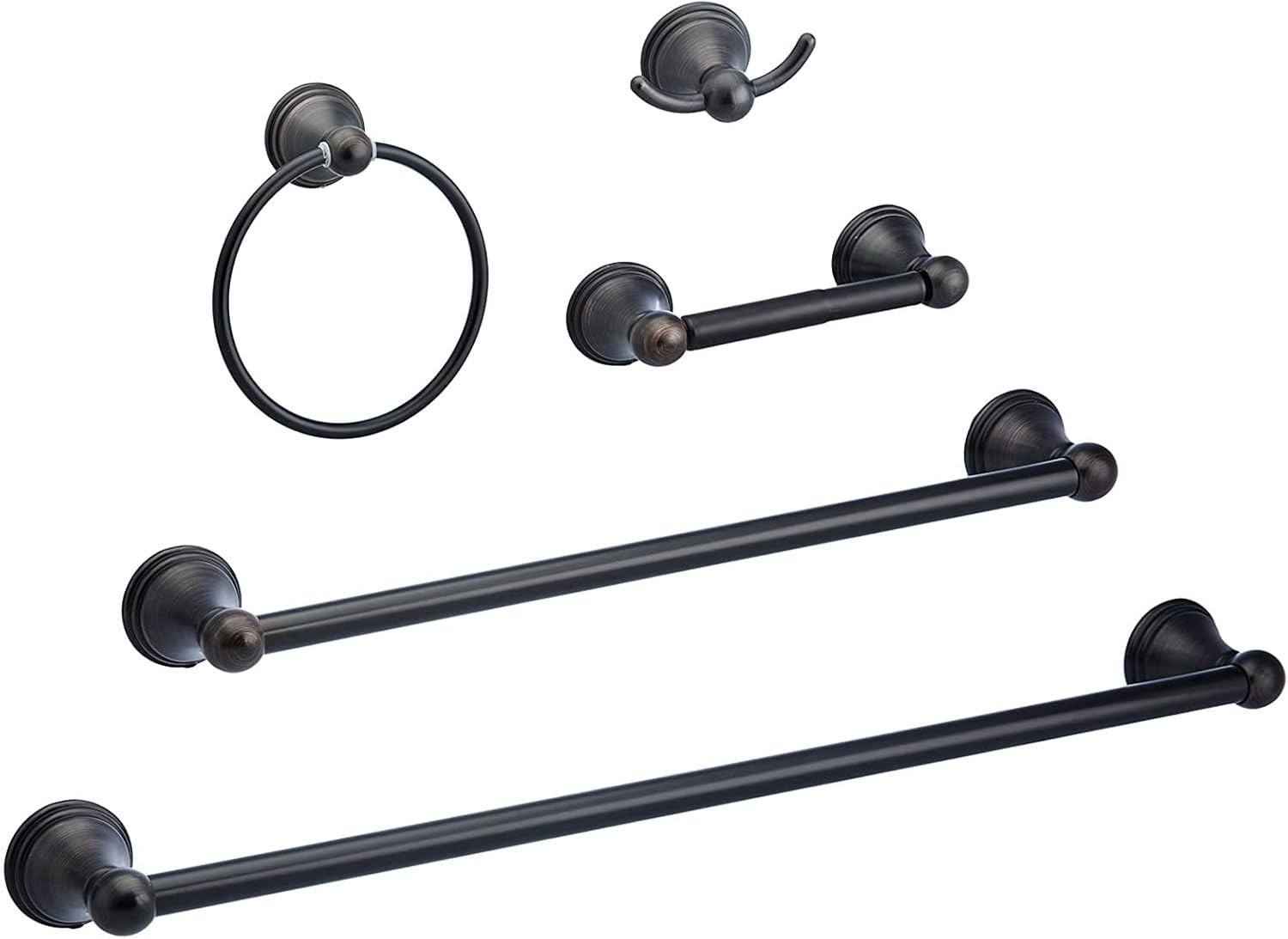 Modern 5 Piece Bathroom Hardware Set, Oil Rubbed Bronze, Towel Bar, Toilet Paper