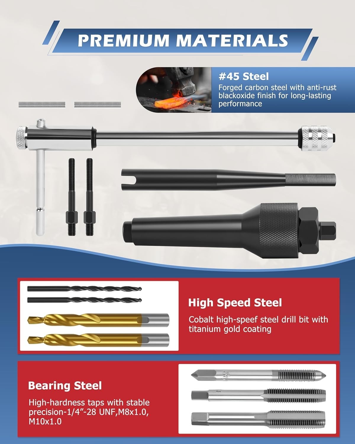 16PCS Glow Plug Removal Tool Kit M8 M10 Diesel Extractor Set