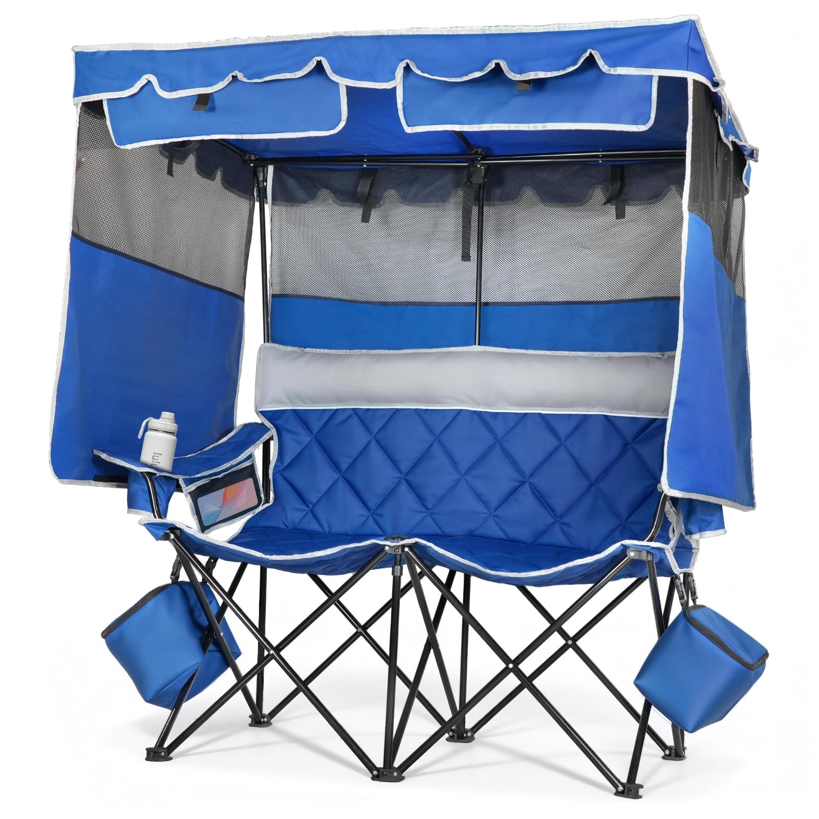 Double Camping Chair with Canopy, 660lbs Folding Loveseat with Shade