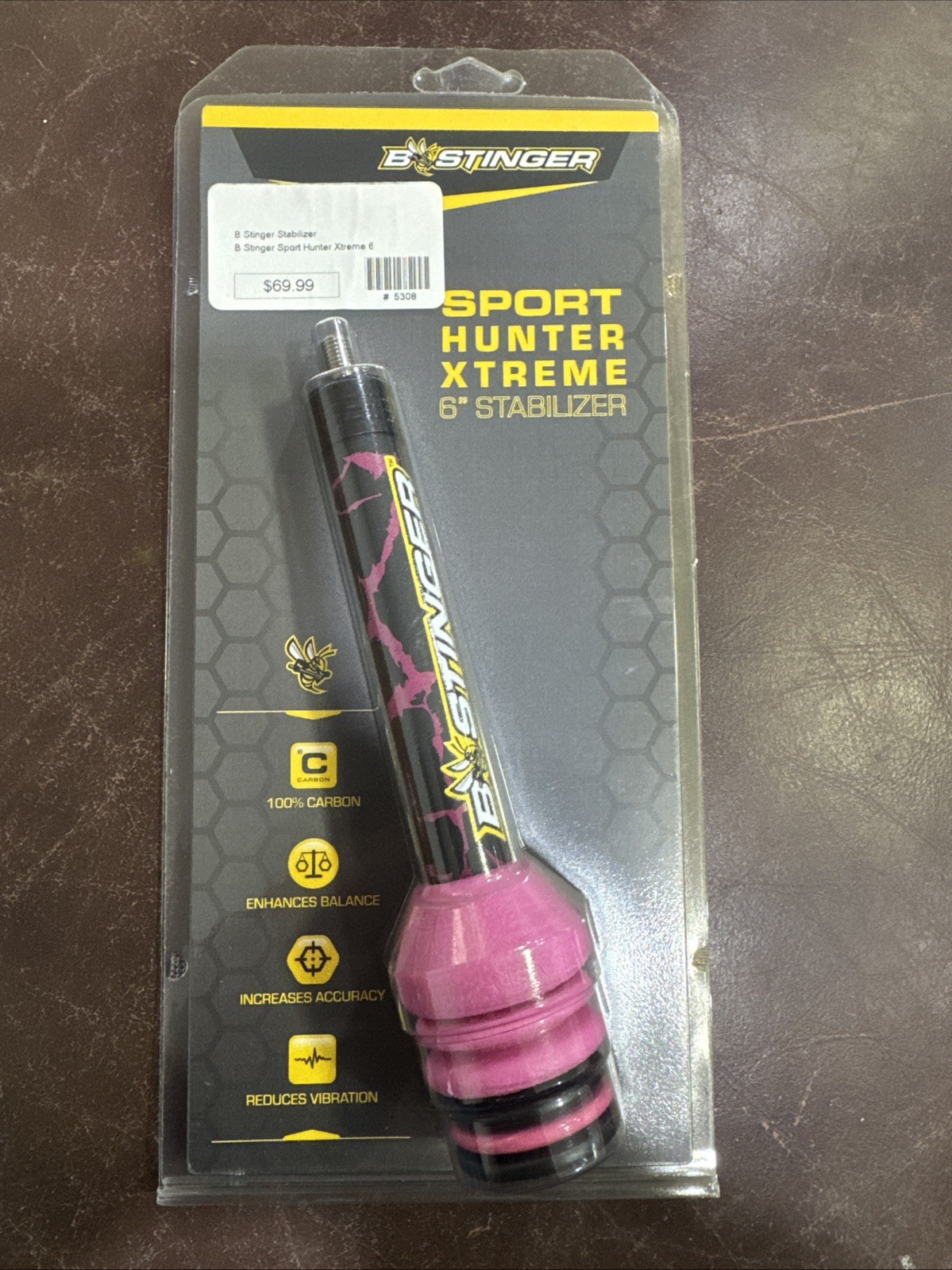 Bee Stinger SPHXN06MB 6in Sport Hunter Xtreme Stabilizer-Matte Black& Pink
