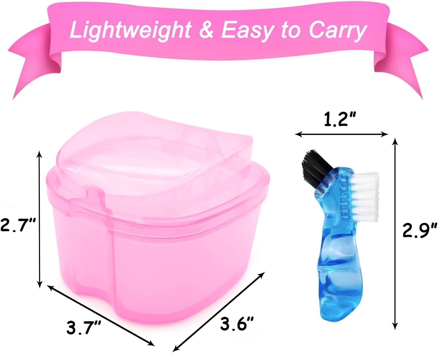 Sturdy Denture Bath Case with Convenient Mini Toothbrush & Storage Solutions