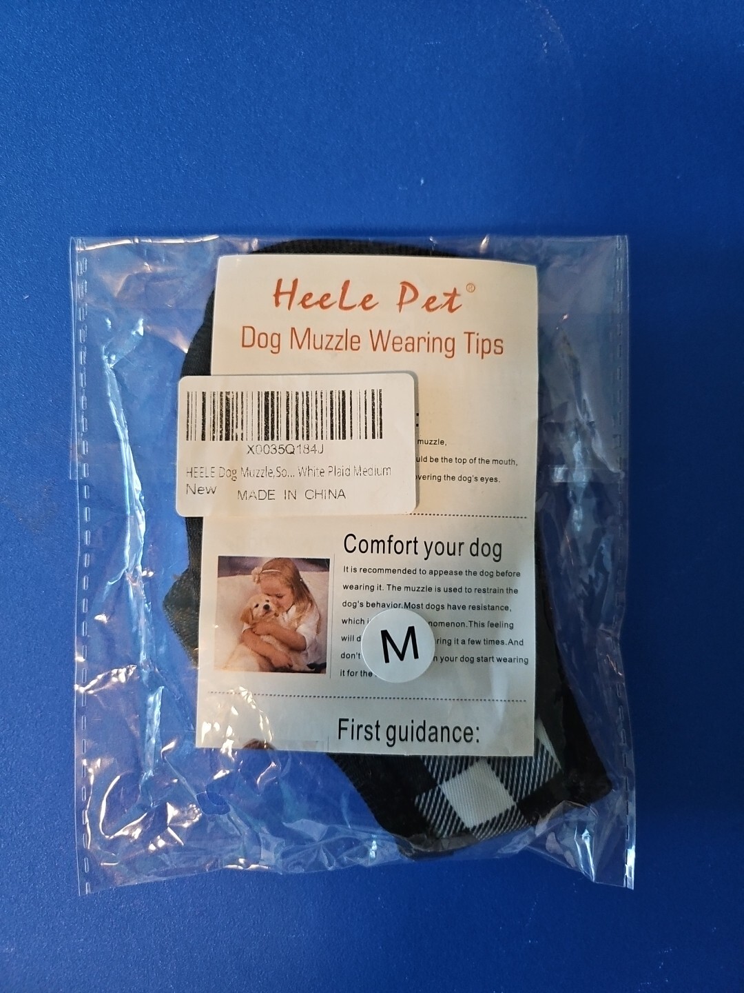 Heele Pet Medium Dog Muzzle Color: Black & White Checkered Nylon NEW in Pack