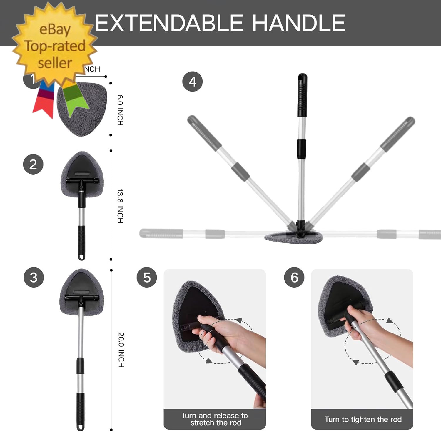 10Pcs Windshield Cleaner Tool, Car Window Cleaning Wash Kit with 4 Reusable Micr