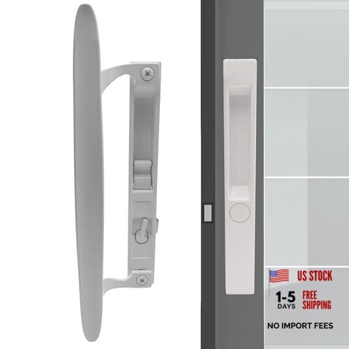 Flush Mount Sliding Glass Door Handleset, 6 Non-Keyed 6-5/8" White Diecast