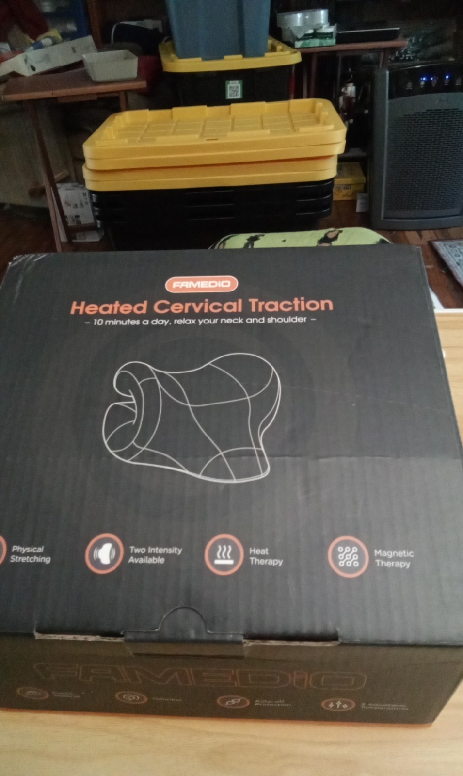 FAMEDIO Heated Cervical Traction Device for Neck and Shoulder Therapy