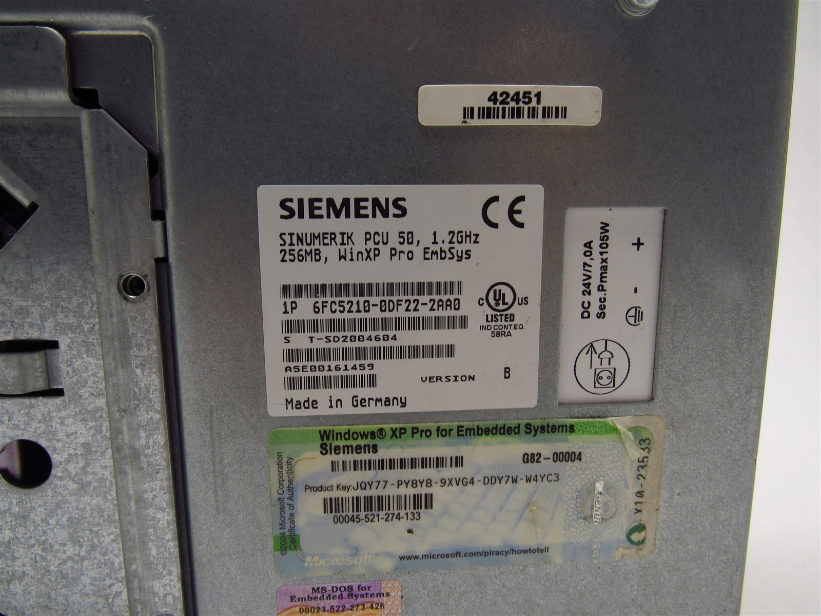 SIEMENS WINDOWS XP PRO 6FC5210-0DF22-2AA0
