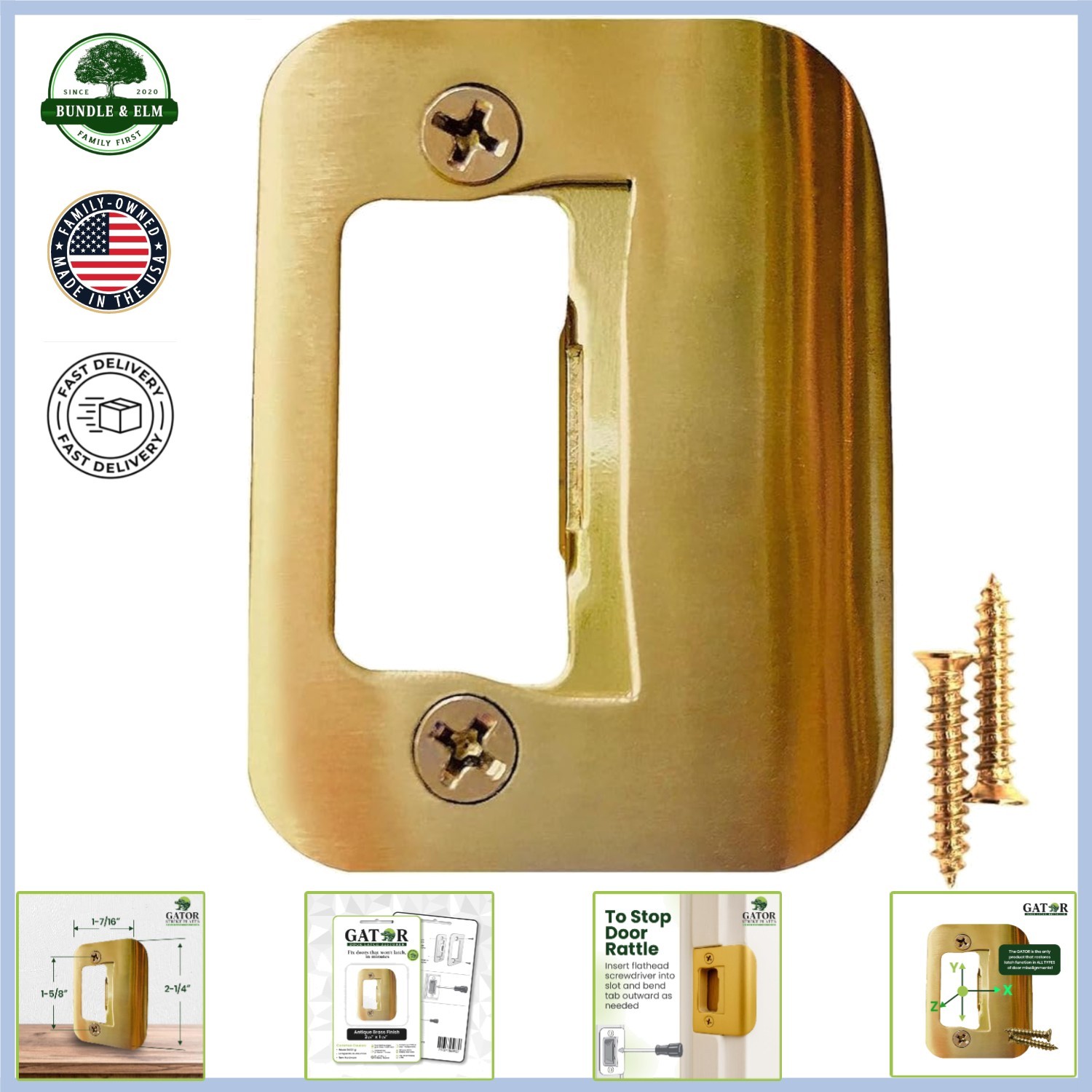 Door Mount Strike Plate for Secure Latching on Interior and Exterior Doors