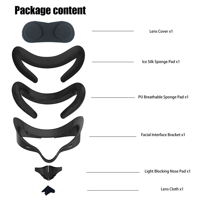 Wider Bracket Face Mask Pad Cushion Eye Cover 6-Pcs Kit for Quest 3S VR Headset