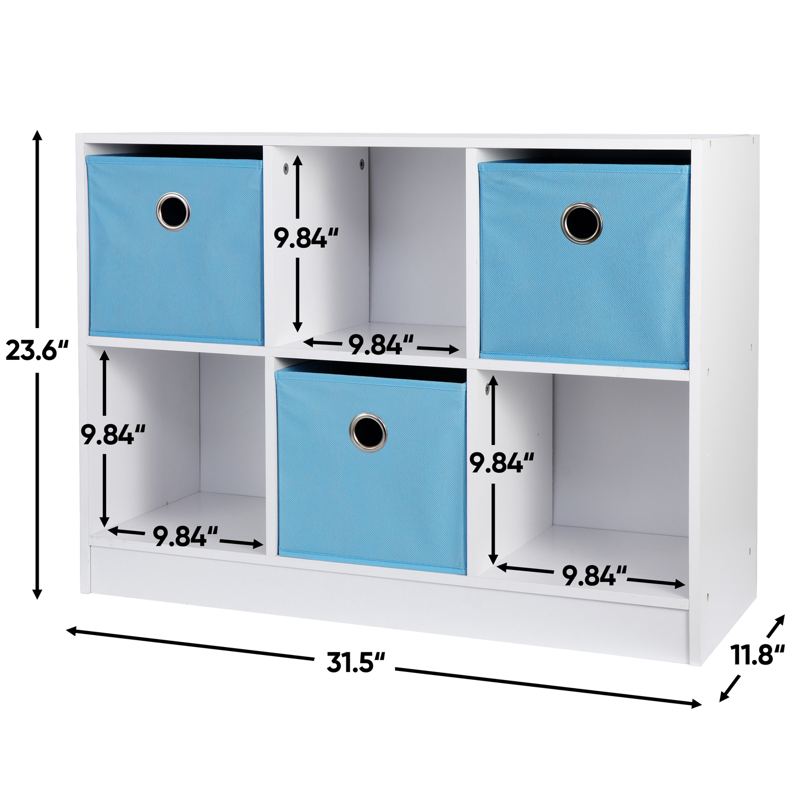 6 Cube Cubby Storage Shelf Cabinet Organizer Stackable Bookcase with 3 Drawers