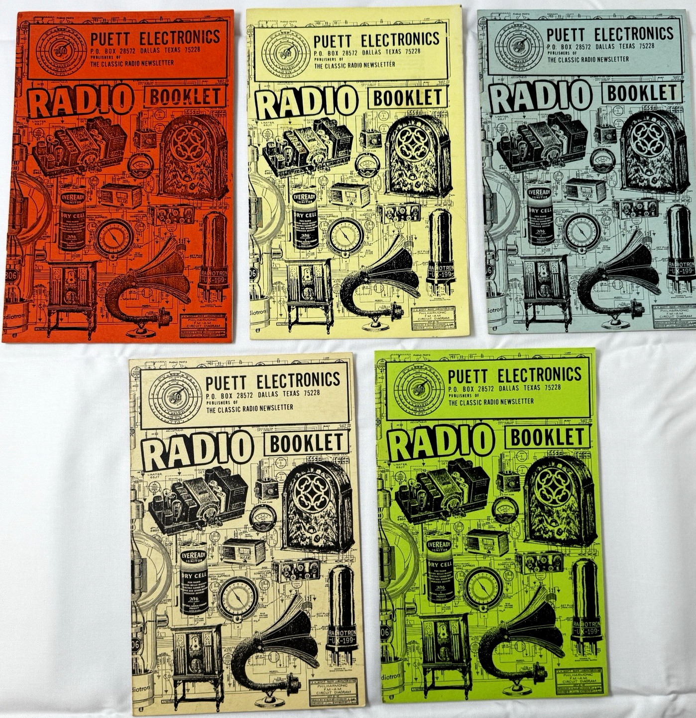 x5 Vtg PUETT Electronics Tube Antique Radio Booklets Collecting Ephemera 1970s