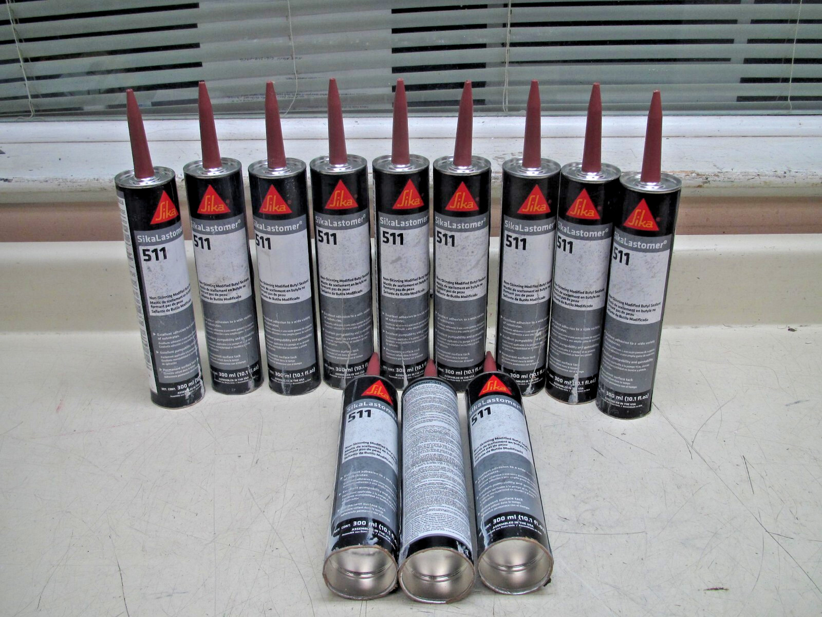 Lot Of 12 SikaLastomer 511 Non-Skinning Modified Butyl Sealant 300 ml Cartridge