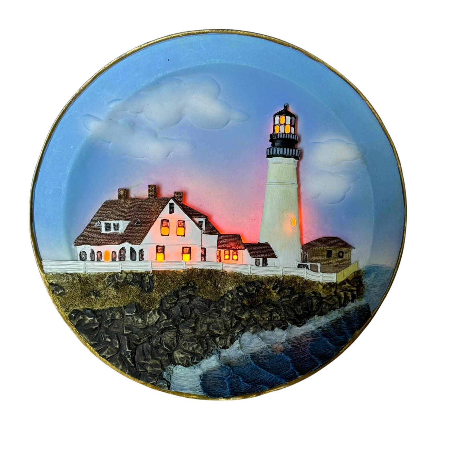 Lighted 3D Lighthouse Portland Head Maine Collectors Plug in Nightlight Plate