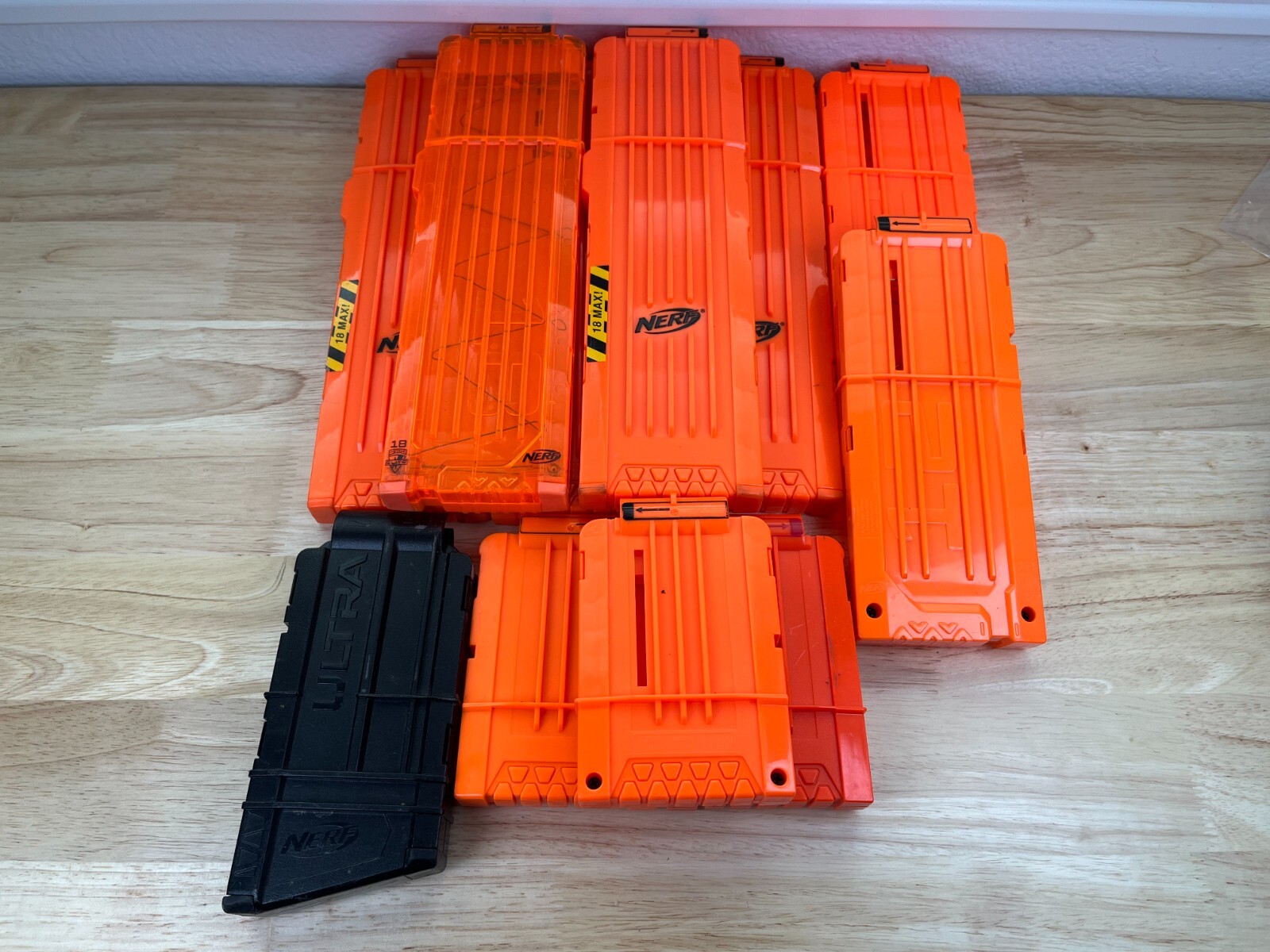 Lot 11x Nerf Gun Cartridges Magazines Clips NO DARTS 4x 6, 2x 12, 5x 18