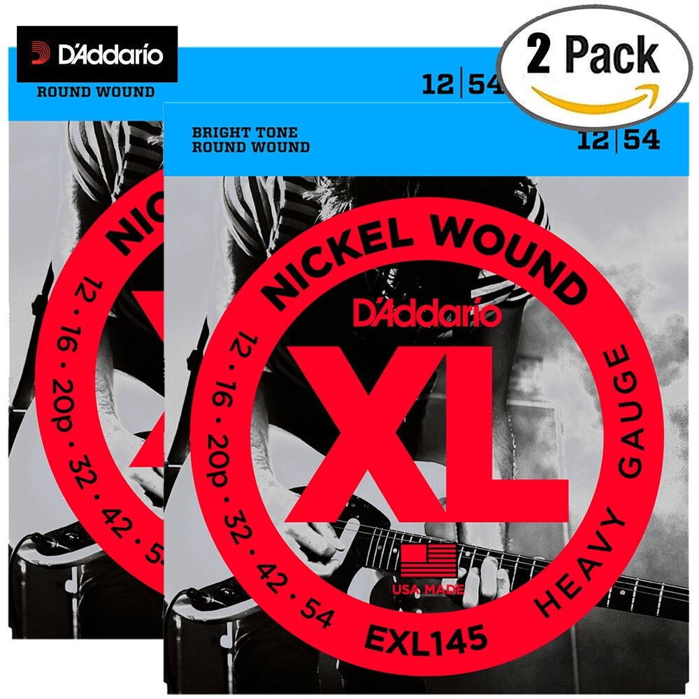 2-PACK D'Addario EXL145 Heavy Plain Third XL Nickel Guitar Strings 12-54