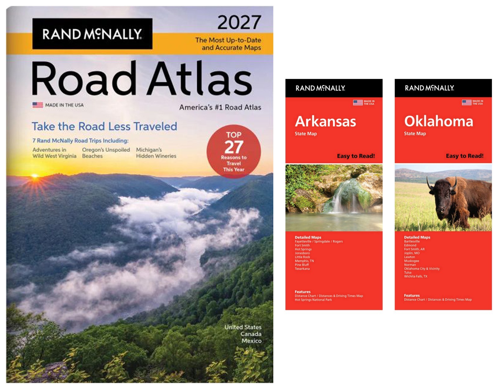 Rand McNally 2027 Road Atlas with Easy-to-Read Arkansas & Oklahoma State Maps