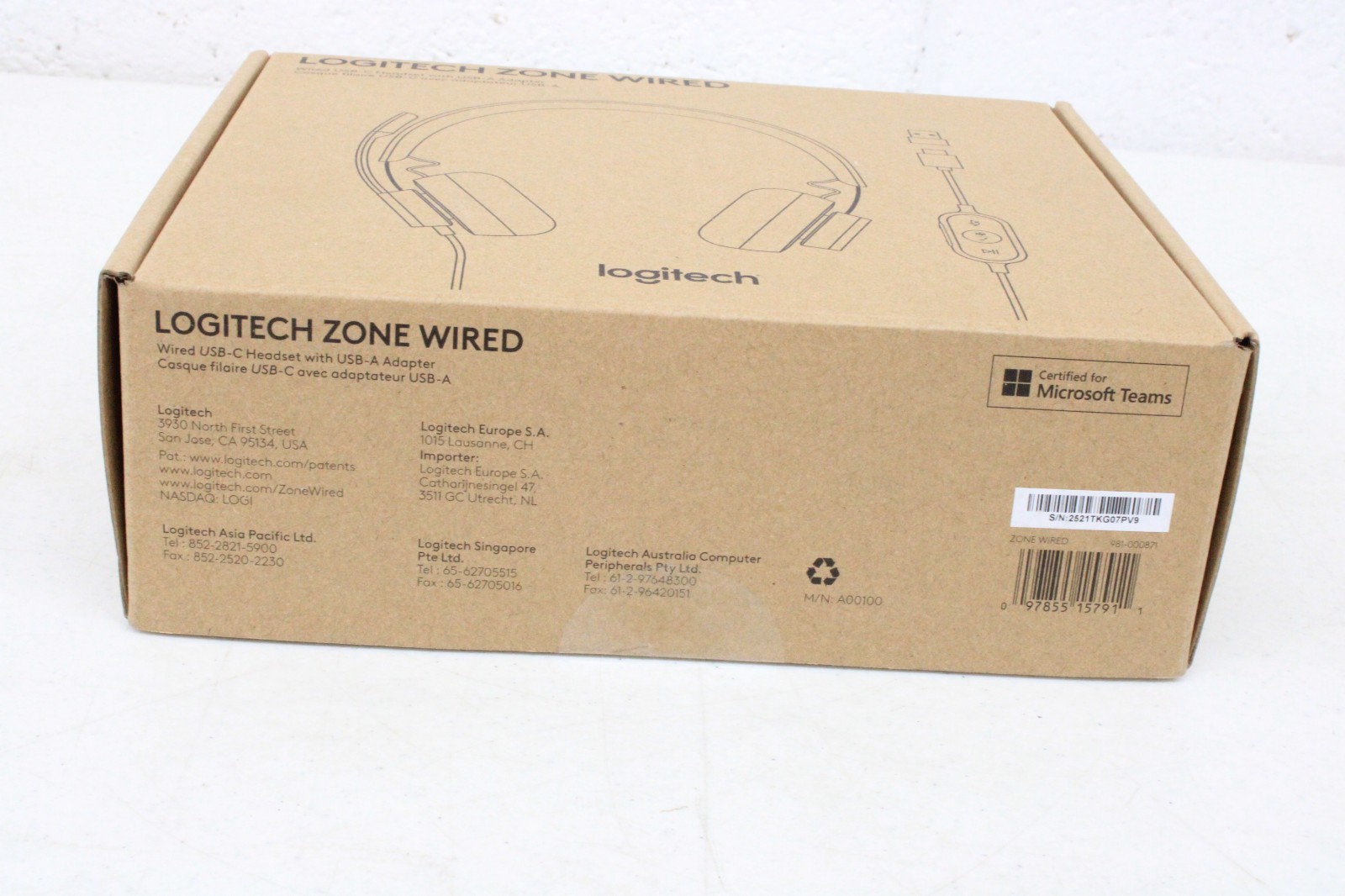 Logitech New in Box Zone Wired USB-C Headset with USB-A Adapter
