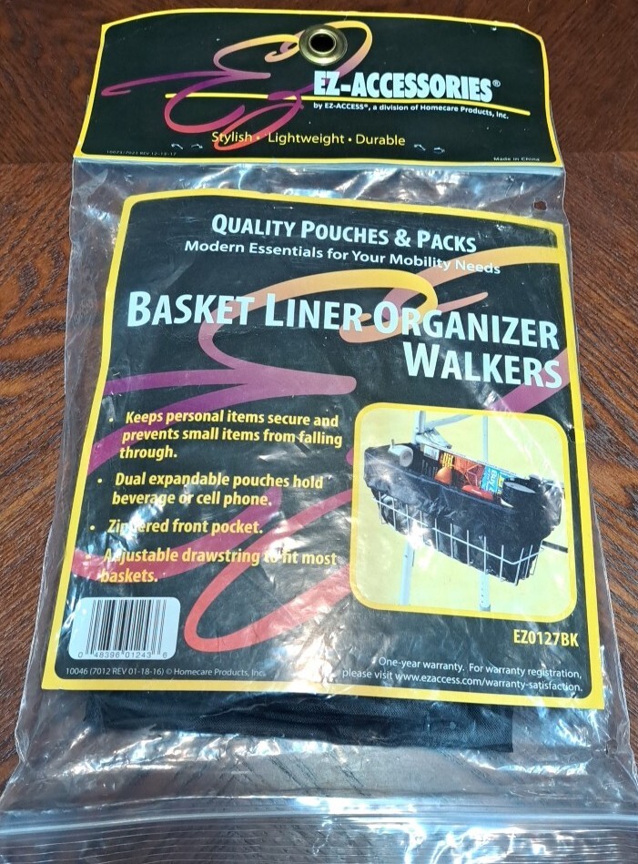 EZ-ACCESS EZ-ACCESSORIES Walker Basket Liner Organizer with Pockets Adjustable