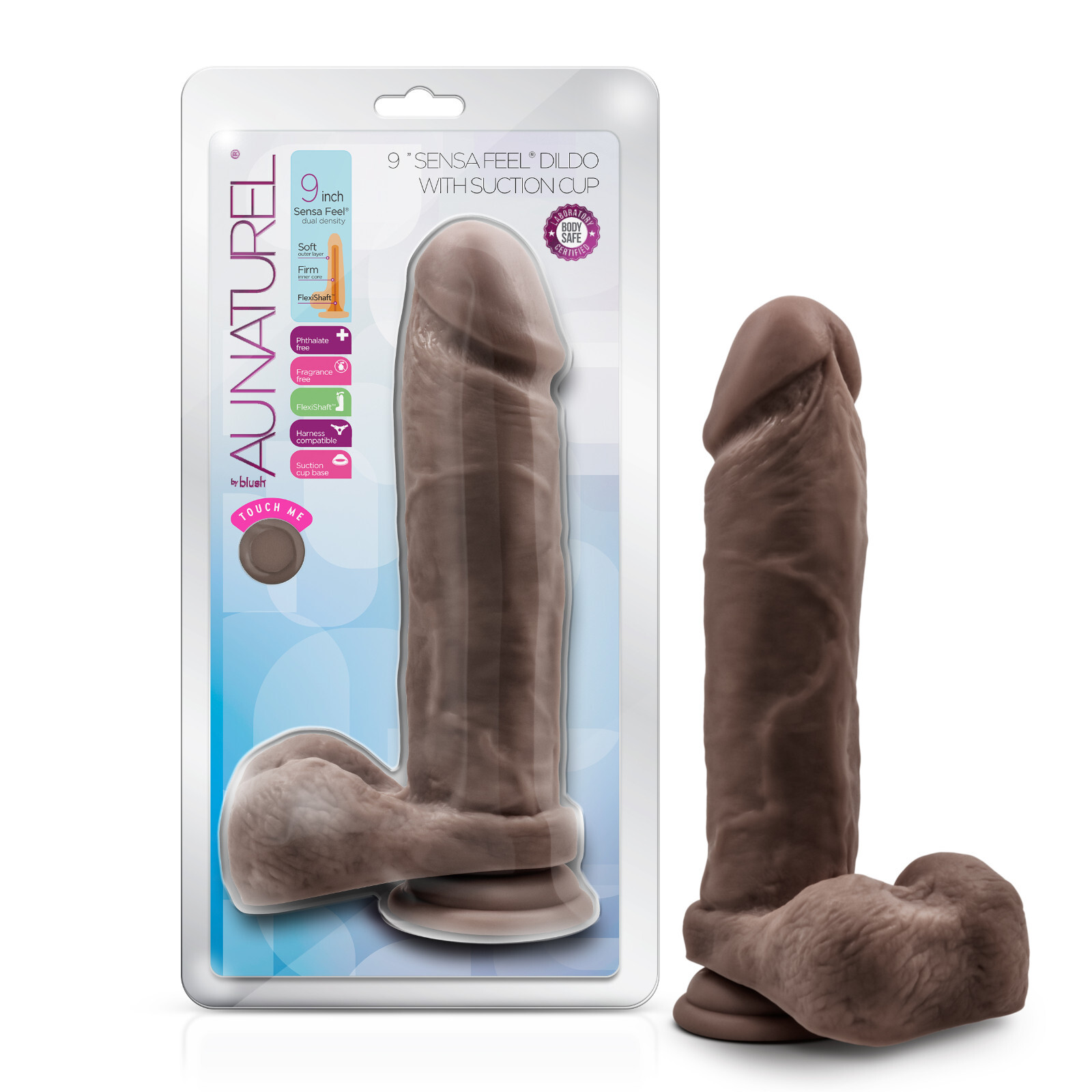 Blush Au Naturel- 9'' Soft Flexible Realistic Dual Layer Dildo - Suction Cup
