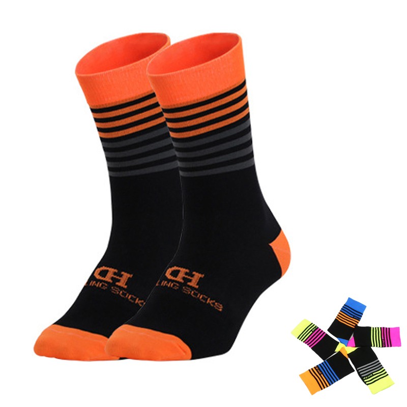 Pro Cycling Socks Mens Womens Riding Bicycle Sports Ankle Socks MTB Orange Grey