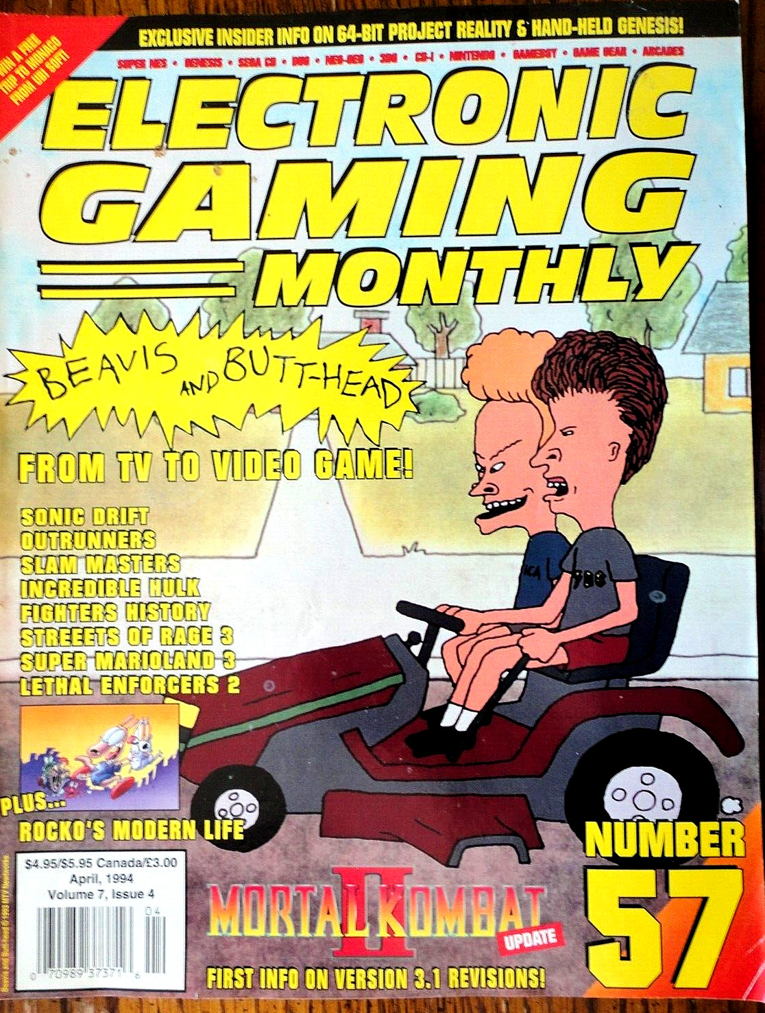 4/94 ELECTRONIC GAMING MONTHLY*Beavis and Butt-Head*209 Pages*Very Good