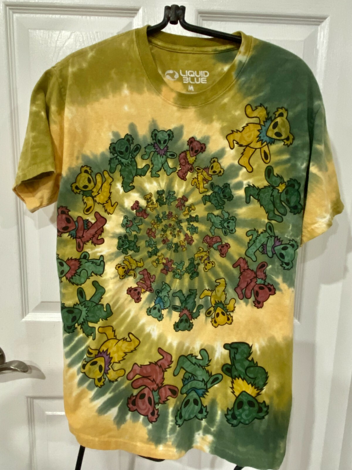 GRATEFUL DEAD x LIQUID BLUE ALIEN SPIRAL BEARS TIE DYE MENS T SHIRT SZ M
