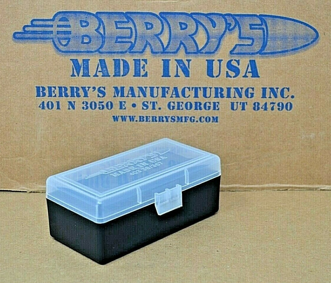 3 x 357 / 38 PLASTIC STORAGE AMMO BOX (CLEAR / BLACK) BERRY'S MFG