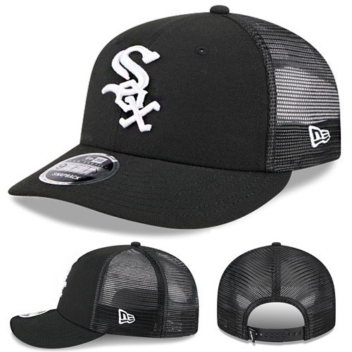 New Era Chicago White Sox 950 Black Snapback Hat MLB Low Profile Trucker Cap