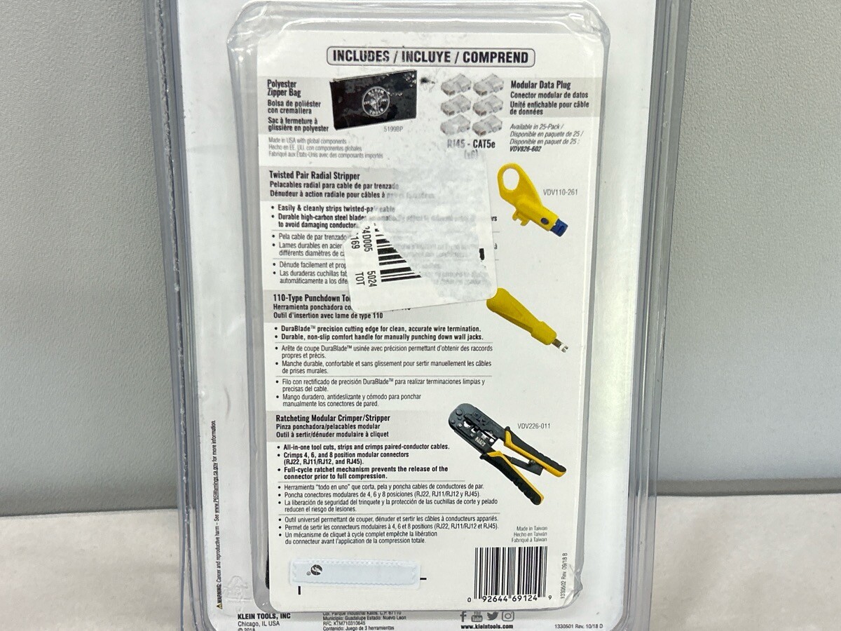 Klein Tools Data Cable Installation Kit Vdv026-212 Cut Strip and Crimp