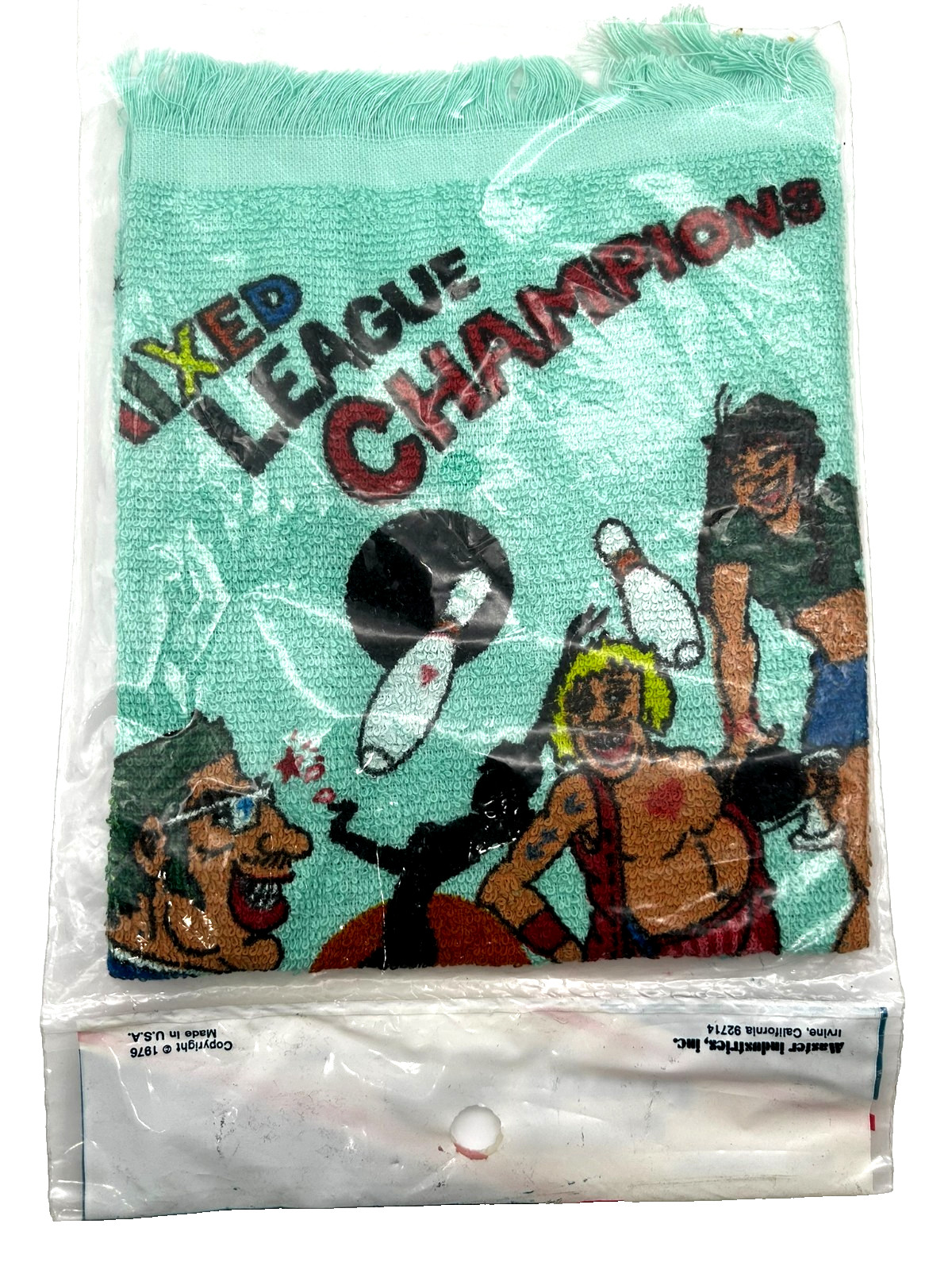 Vtg 70s Master Mixed League Champions Bowling Fun Towel Terry Cloth 11" x 18 New