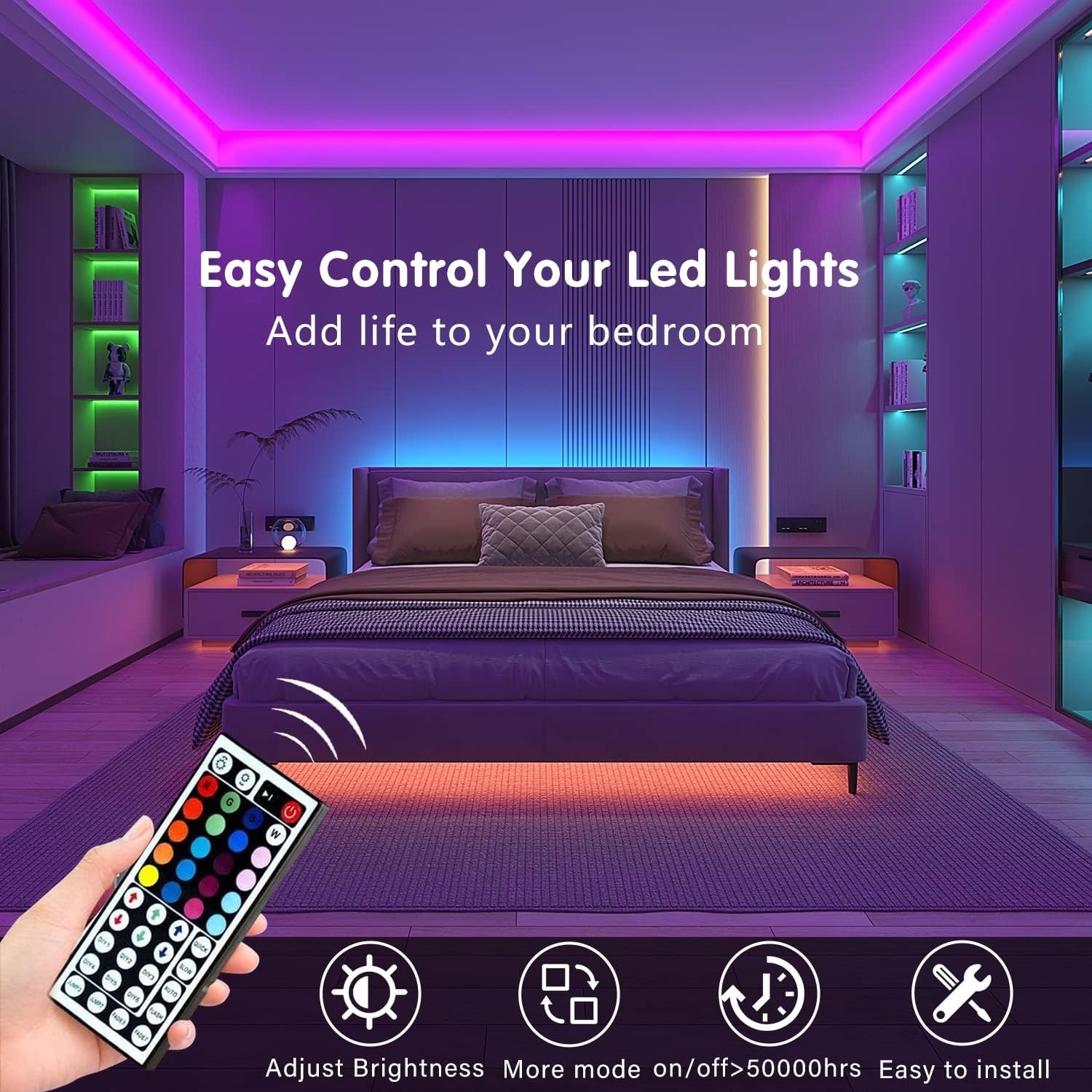 Keepsmile 100ft LED Strip Lights (2x 50ft) Bluetooth Smart App Control Music Syn