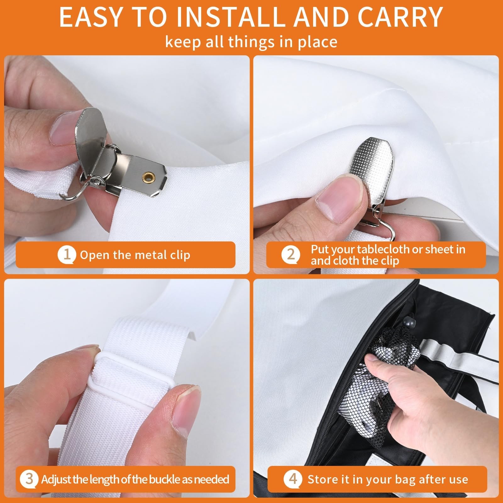 Table Cloth Holder Clips Hidden Straps 5 Pack,Adjustable Elasticity Picnic Ta...