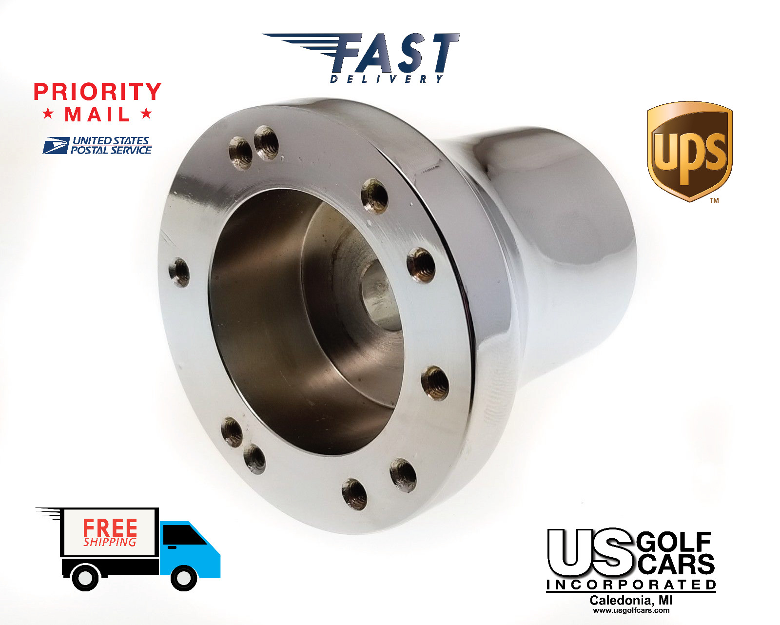 Club Car Precedent Chrome Steering Wheel Adapter