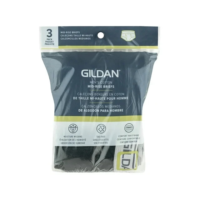 GILDAN - SIZE: S (28-30) - 3 PACK Mid-Rise Modern Briefs-Moisture Wicking - NEW!
