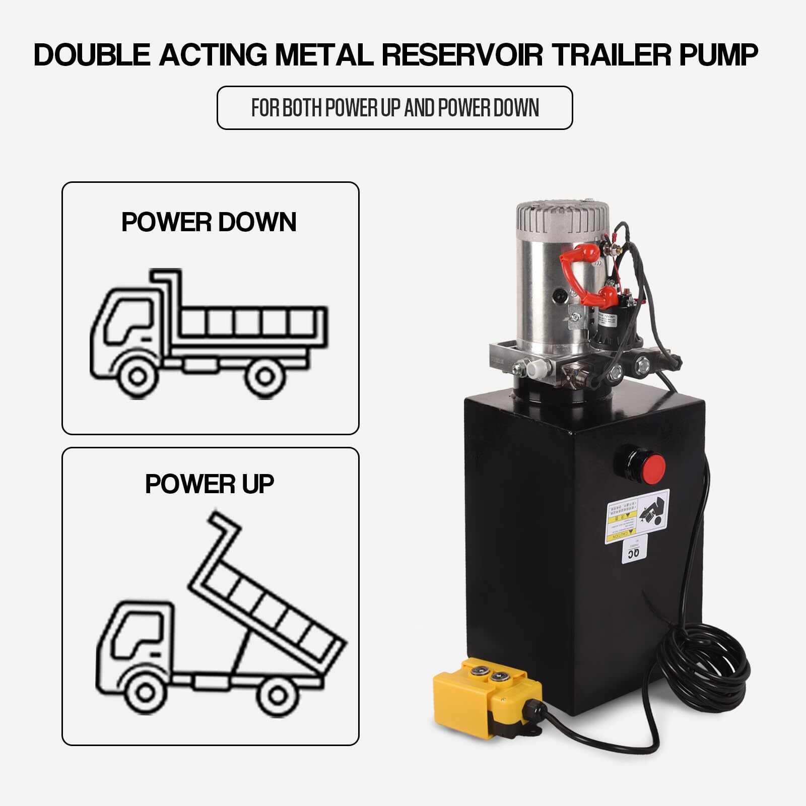 15 Quart Hydraulic Pump Double Acting DC 12V Power Unit Dump Trailer Car Lifting