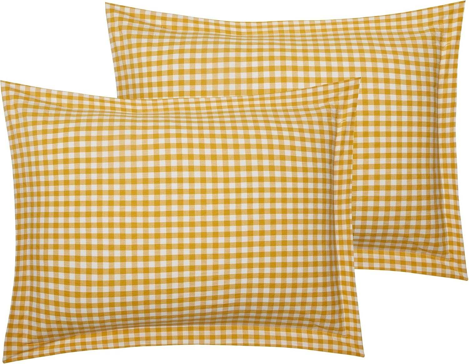 100% Cotton Pillowcases – Pack of 2 Breathable Checkered Pattern Standard Size