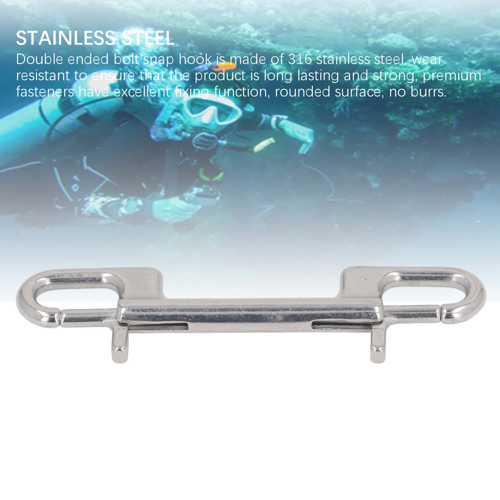 Heavy Duty Stainless Steel Double Ended Bolt Snap Hook for Scuba Diving