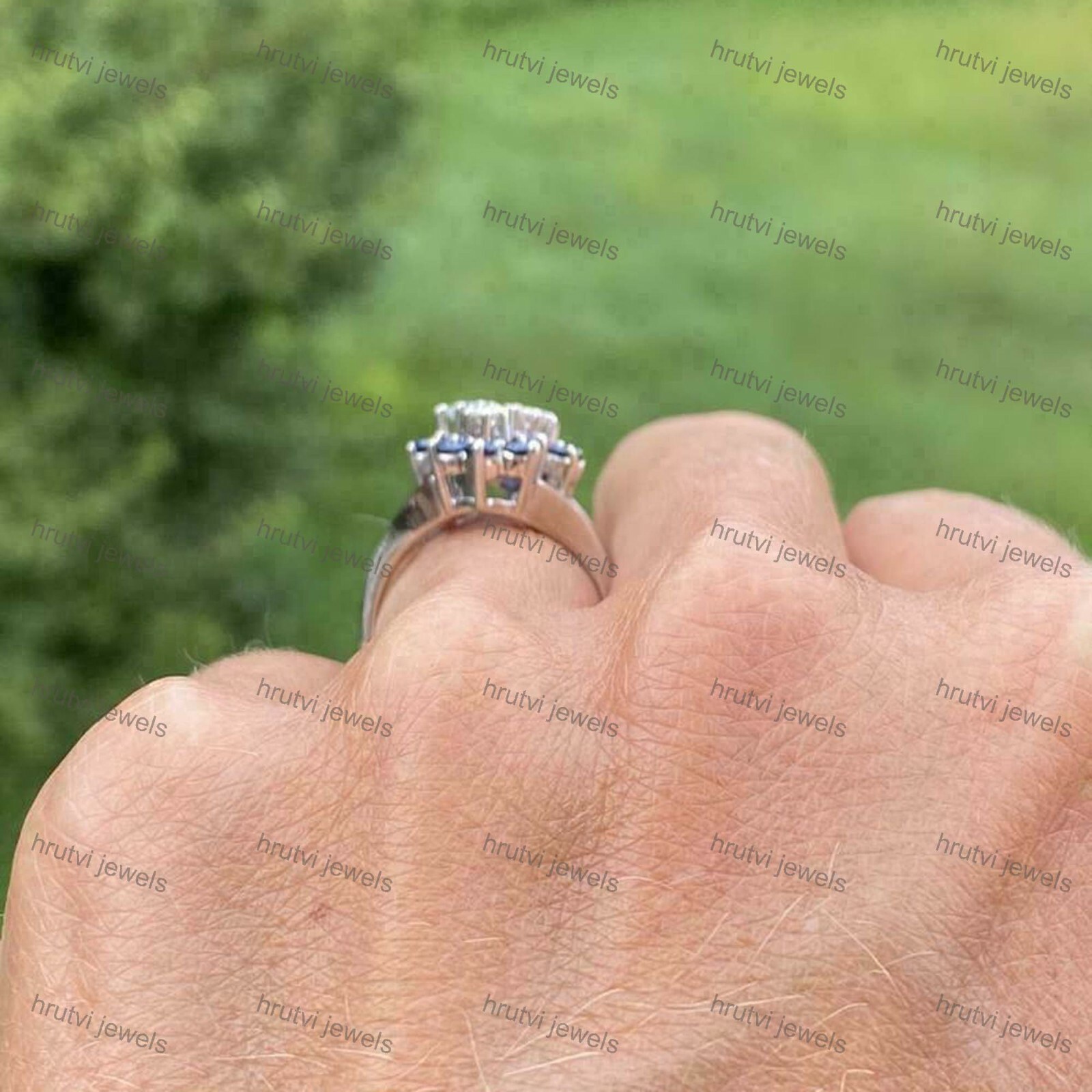 Split Shank Engagement Simulated Sapphire Ring White Gold Plated Silver 2.30 Ct