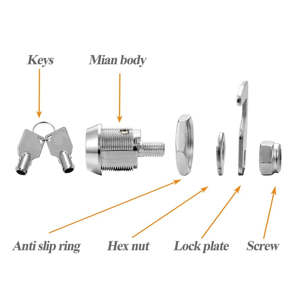 Secure and Reliable Chrome Finish Camlock with Keys Tool Box Replacement Lock