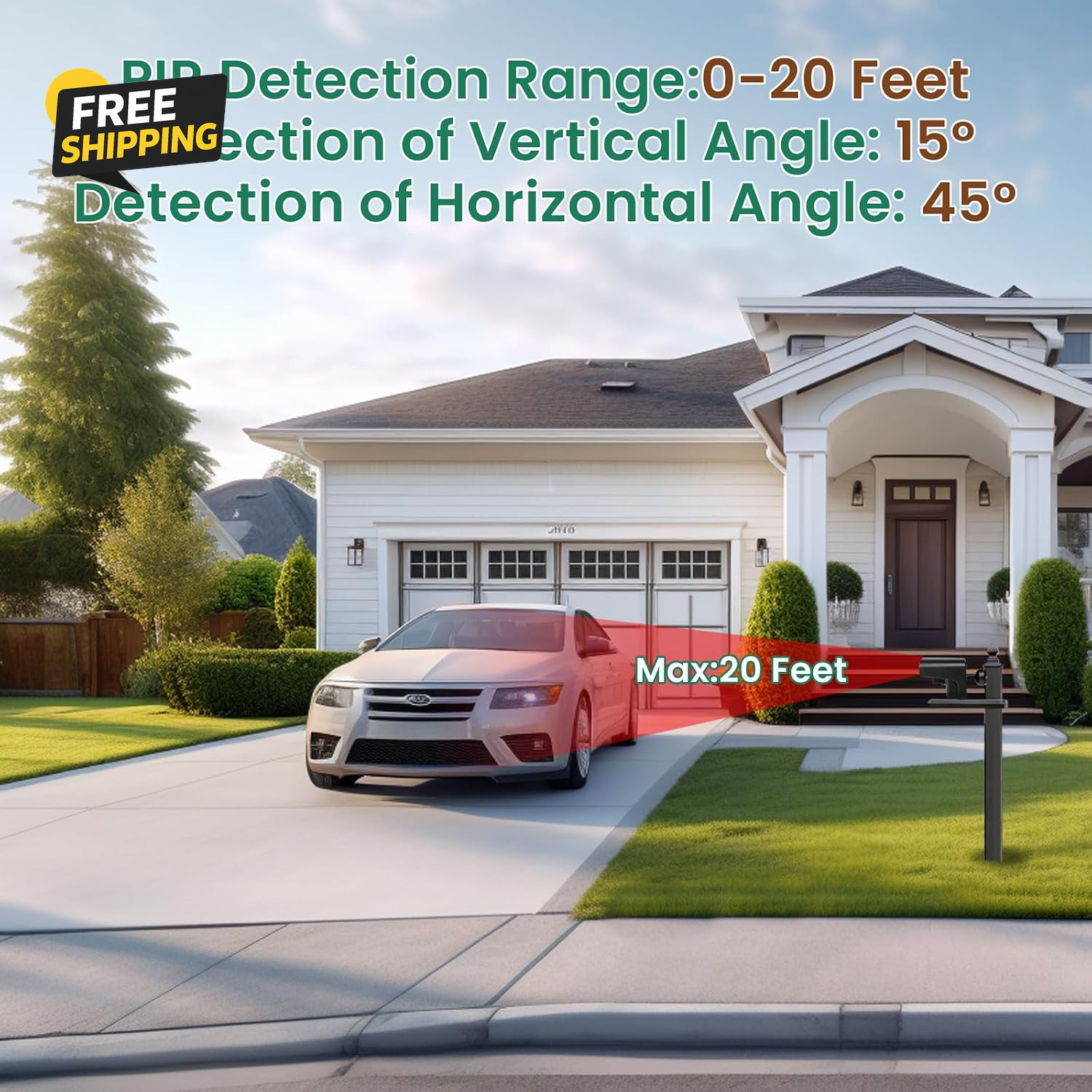 Wireless Driveway Alarm Motion Sensor 600FT Range 58 Chimes Weatherproof