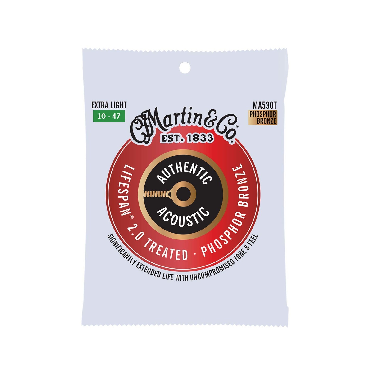 Martin Authentic Acoustic Guitar Strings - Lifespan 2.0 Treated Extra Light