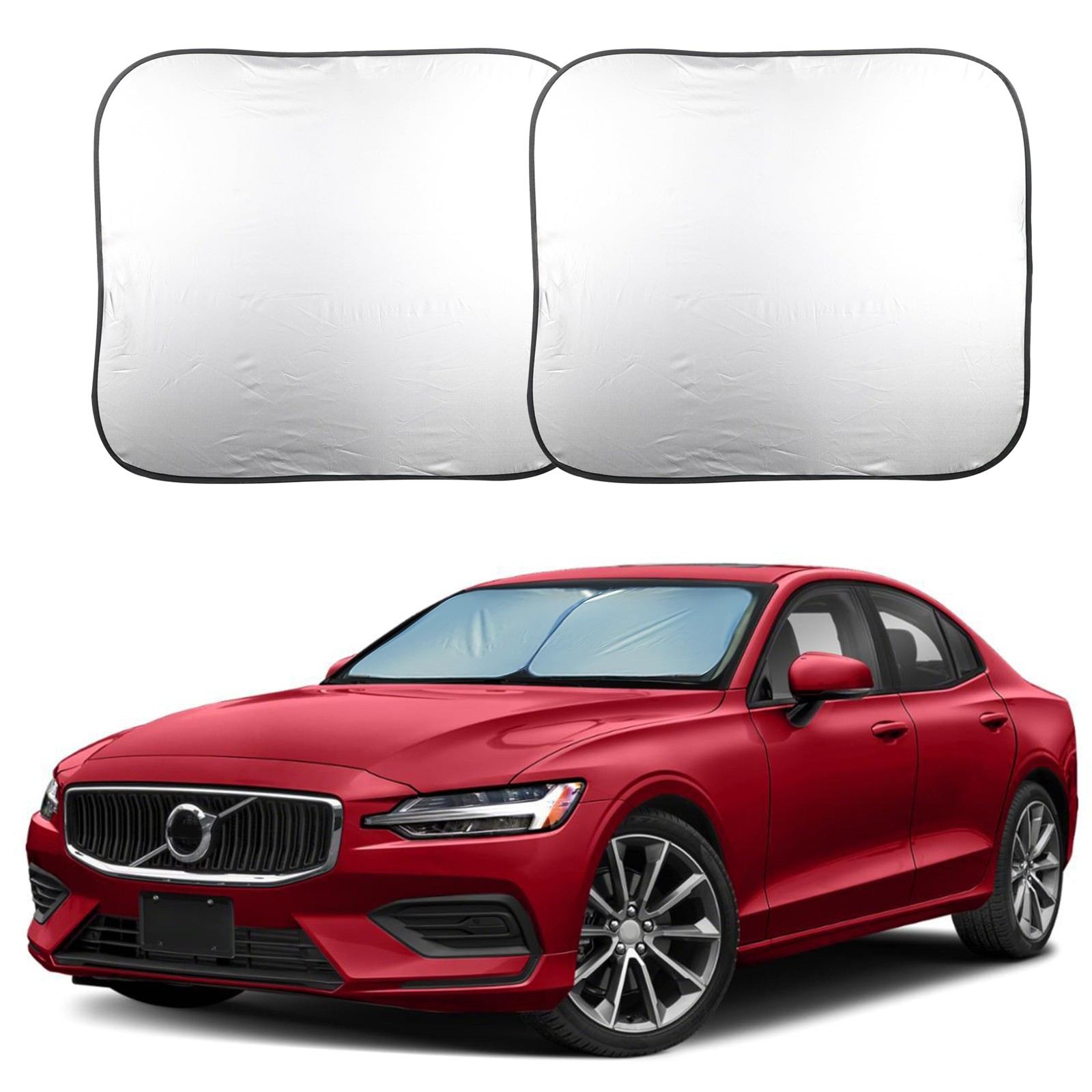 EcoNour Windshield Sun Shade Medium Size (31"L x 28"W) Medium, Black & Silver