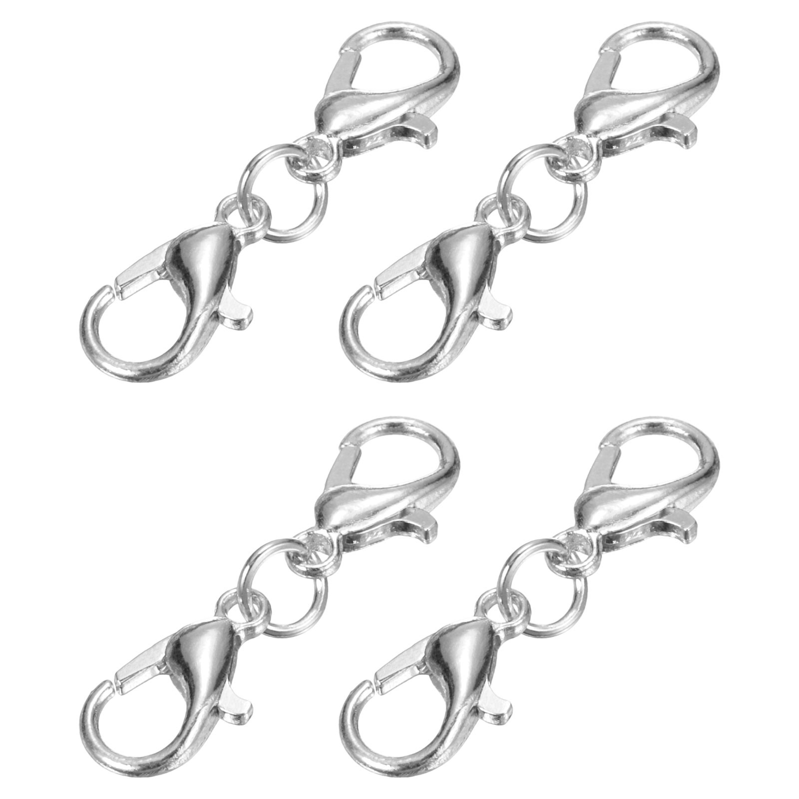 4Pcs Double Lobster Claw Clasps Bracelet Extender (25mm, Silver)