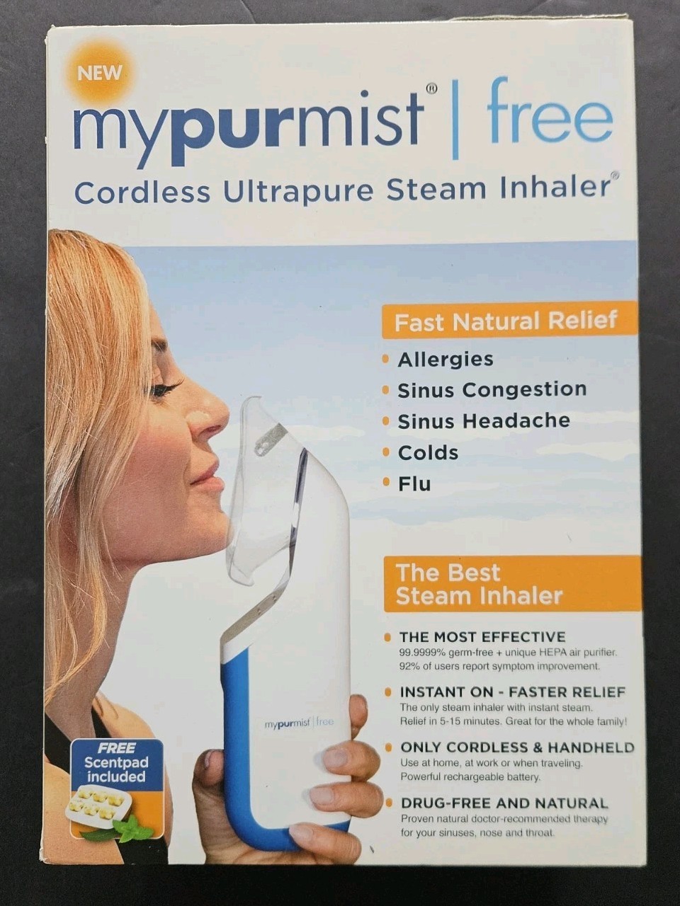 MyPurMist Free Cordless Ultrapure Handheld Personal Steam Inhaler, New  Sealed