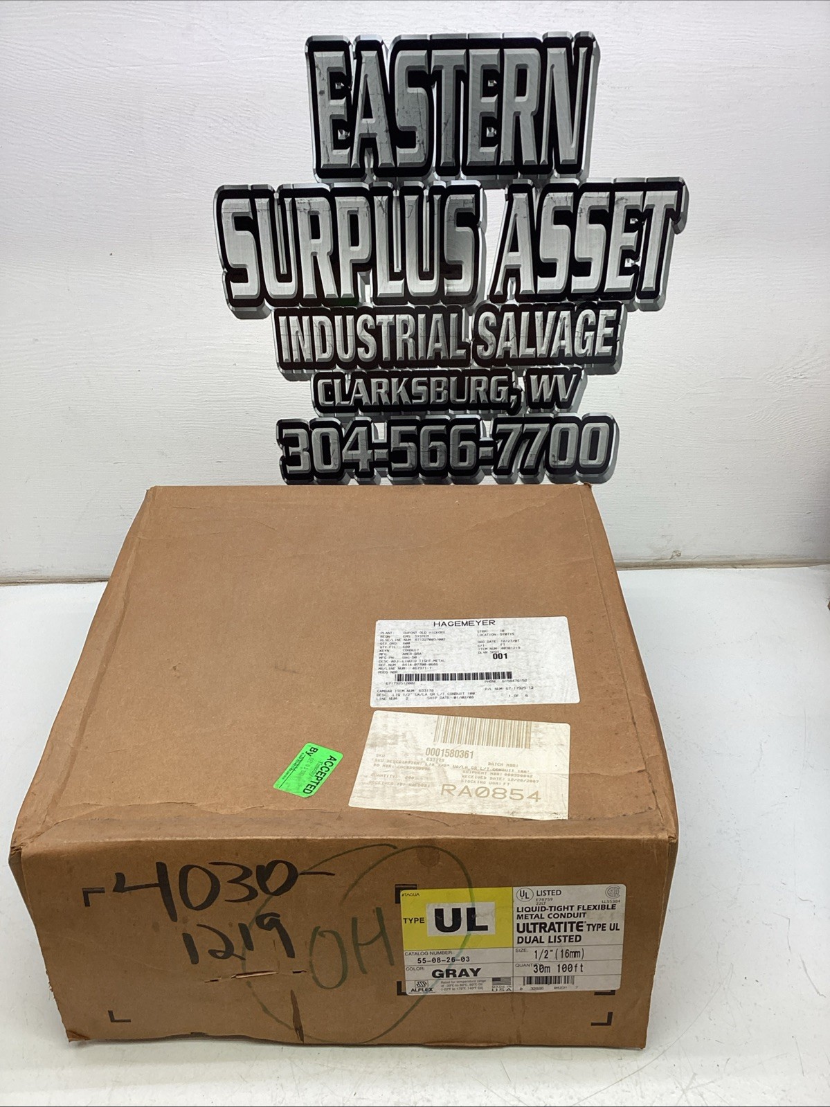 Alflex Liquid-Tight Flexible Metal Conduit 1/2” 100Ft 55-08-26-03 NIB