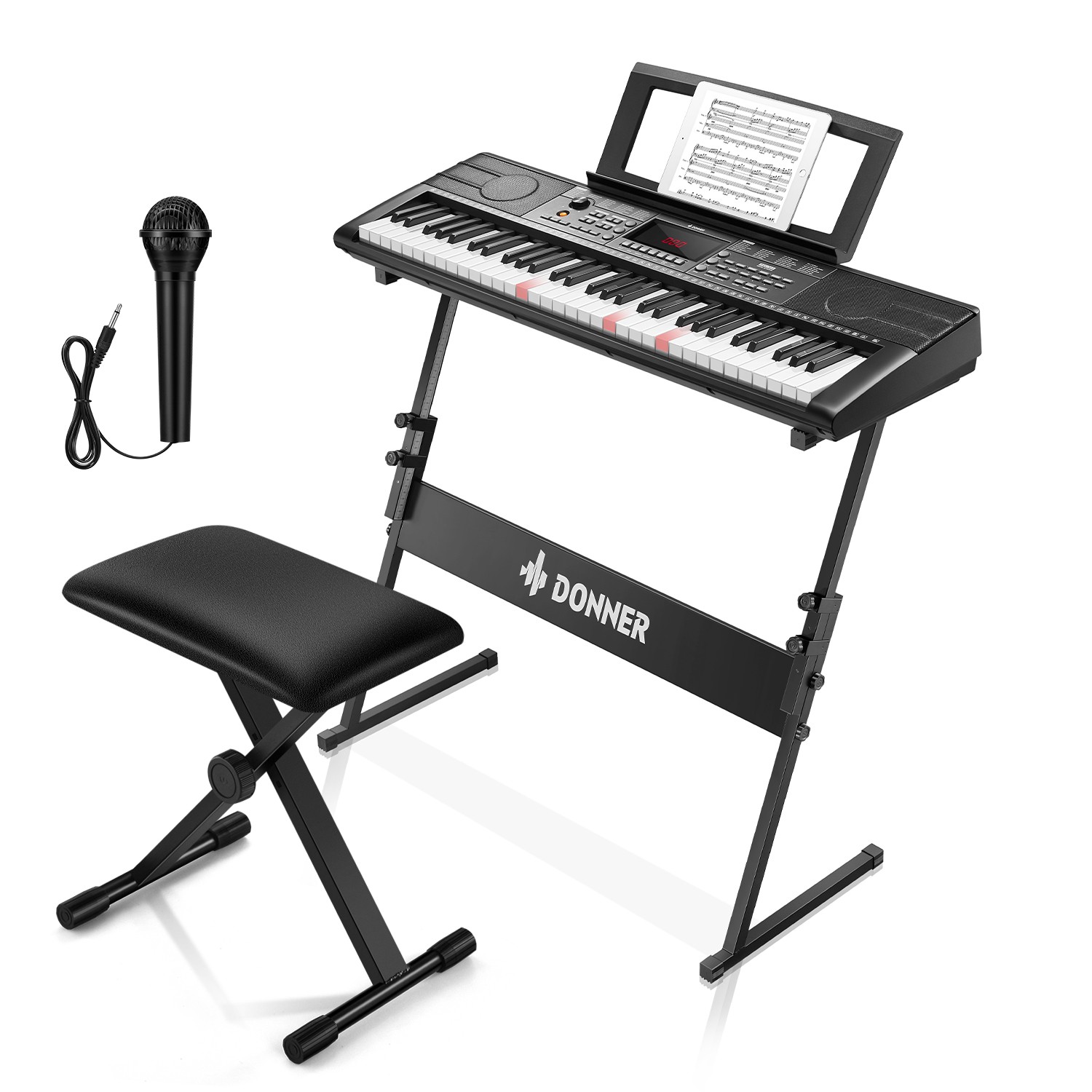 Donner DEK-300 Electronic Keyboard illuminated Lighted Key