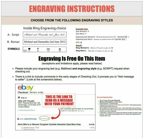 Free personalized Tungsten Carbide 6mm Brushed Center Shiny Beveled Ring