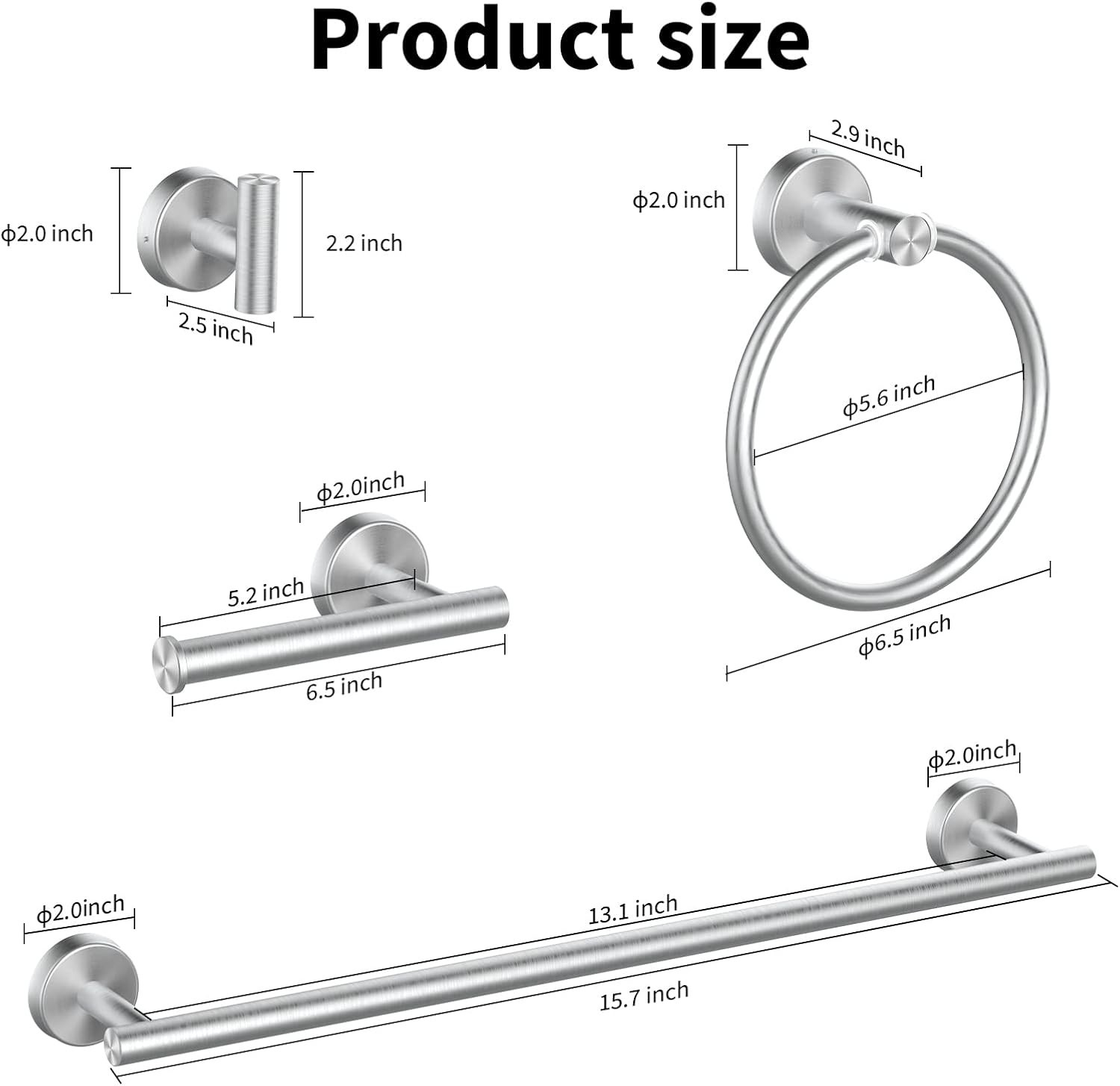 10 PCS Bathroom Hardware Accessories Set Wall Mount Square Tower Bar Set Brushed