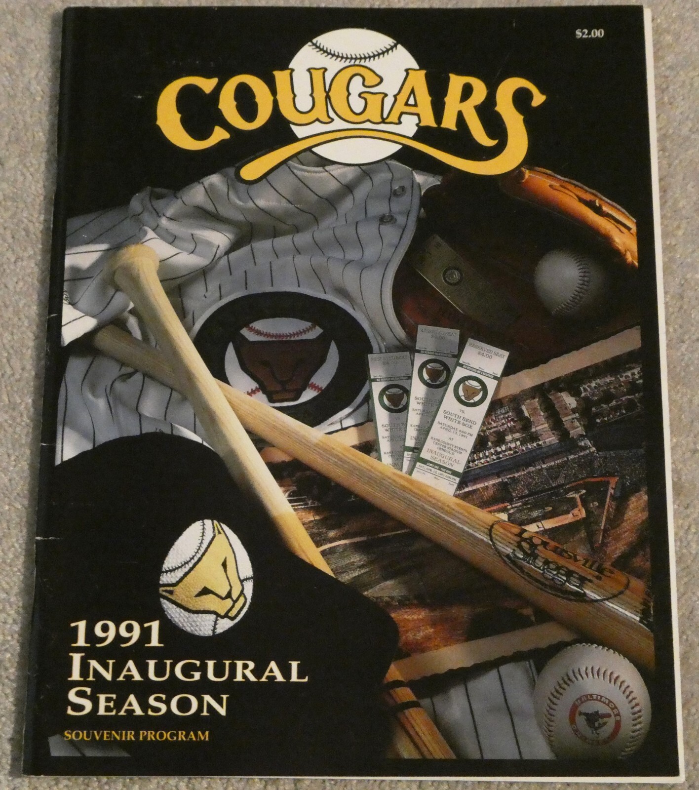 Kane County Cougars 1991 Inaugural Season Souvenir Program Minor League Baseball